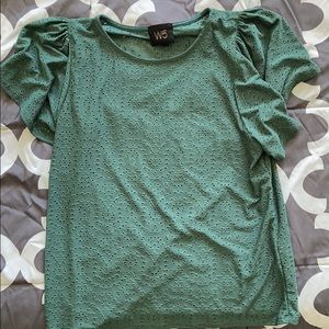 W5 green lattice eyelet blouse size M new